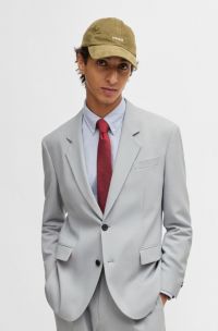 Modern-fit jacket in stretch twill with full lining, Light Grey