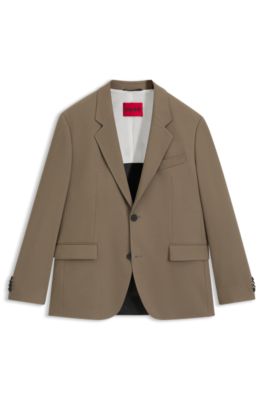 Modern-fit jacket in stretch twill with full lining, Light Brown