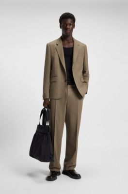 Modern-fit jacket in stretch twill with full lining, Light Brown