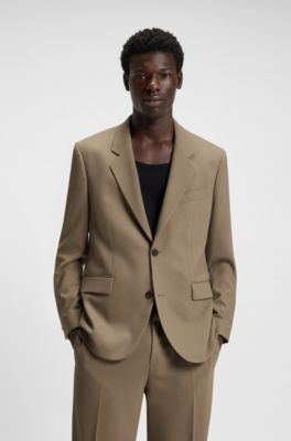 Modern-fit jacket in stretch twill with full lining, Light Brown
