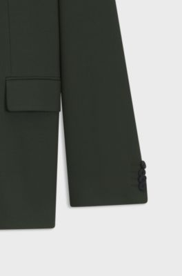 Modern-fit suit in performance-stretch twill, Dark Green
