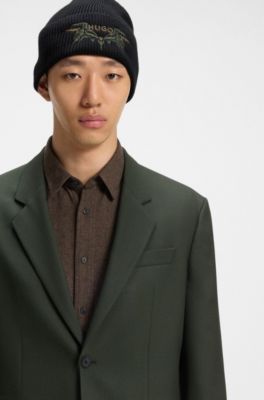 Modern-fit suit in performance-stretch twill, Dark Green