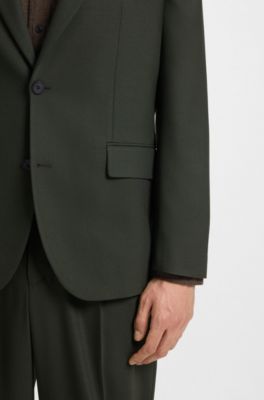 Modern-fit suit in performance-stretch twill, Dark Green