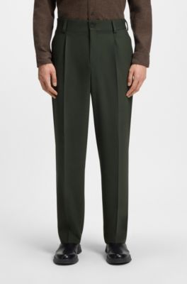 Modern-fit suit in performance-stretch twill, Dark Green