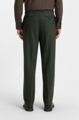 Modern-fit suit in performance-stretch twill, Dark Green