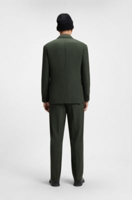 Modern-fit suit in performance-stretch twill, Dark Green