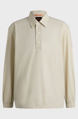 Oversized-fit overshirt in water-repellent stretch fabric, Light Beige