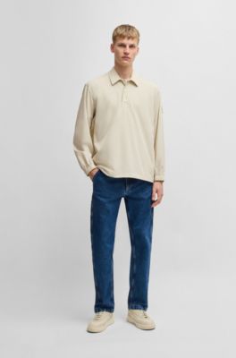 Oversized-fit overshirt in water-repellent stretch fabric, Light Beige