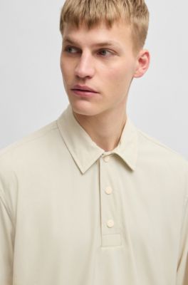 Oversized-fit overshirt in water-repellent stretch fabric, Light Beige