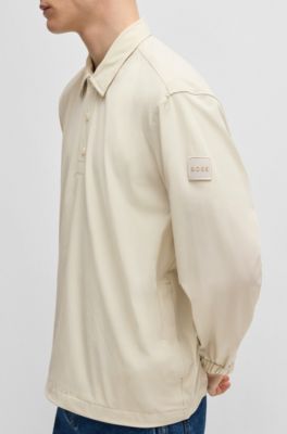 Oversized-fit overshirt in water-repellent stretch fabric, Light Beige