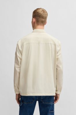 Oversized-fit overshirt in water-repellent stretch fabric, Light Beige