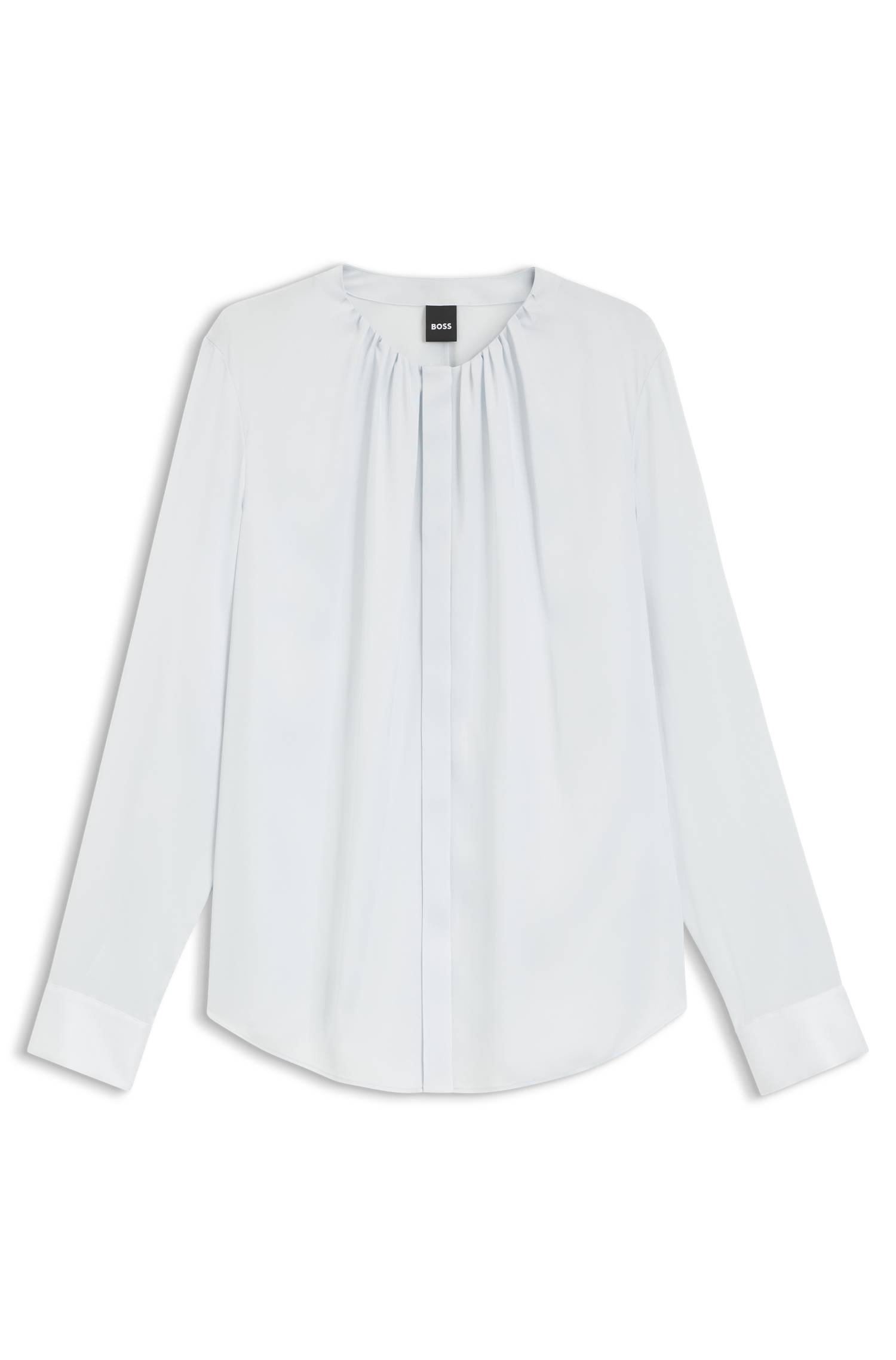 Boss Collarless regular-fit blouse in stretch silk skjortor & blusar dam – bild 4