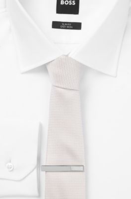 Fermacravatta in ottone con inserto in madreperla, Bianco