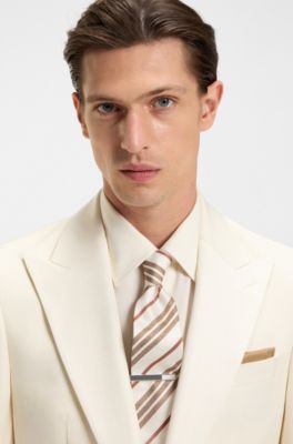 Fermacravatta in ottone con inserto in madreperla, Bianco