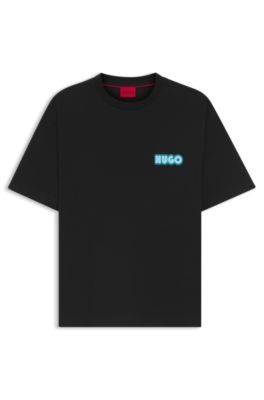 Cotton-jersey T-shirt with logo artwork, Black