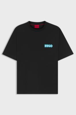 Cotton-jersey T-shirt with logo artwork, Black