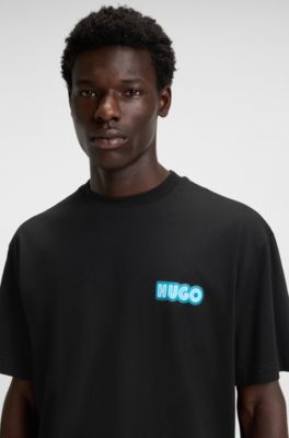 Cotton-jersey T-shirt with logo artwork, Black