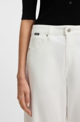 Barrel-leg jeans in Egyptian-cotton denim, White