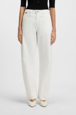 Barrel-leg jeans in Egyptian-cotton denim, White