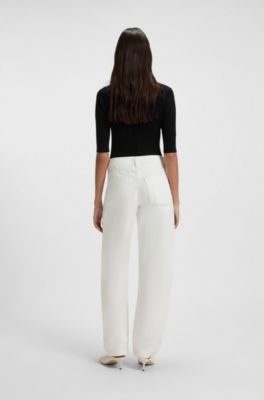 Barrel-leg jeans in Egyptian-cotton denim, White
