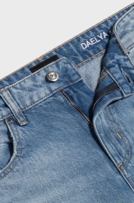 Barrel-leg jeans in blue rigid denim, Light Blue
