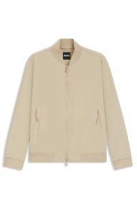 Slim-fit blouson jacket with knitted trims, Light Beige