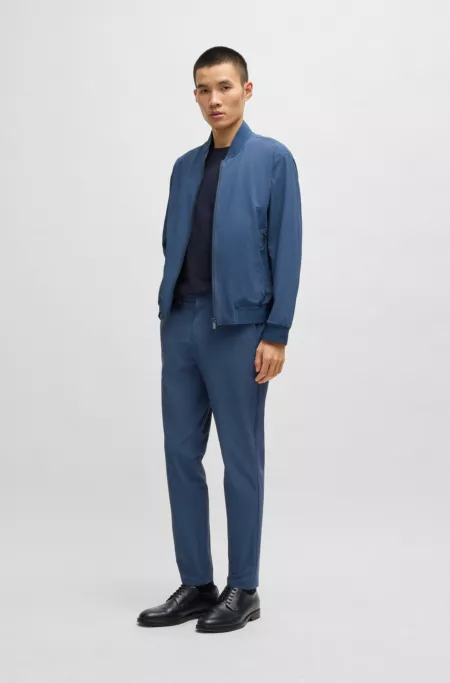 Slim-fit blouson jacket with knitted trims
