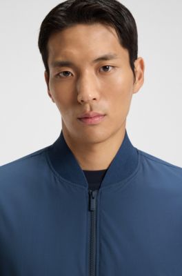 Slim-fit blouson jacket with knitted trims, Blue