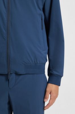 Slim-fit blouson jacket with knitted trims, Blue