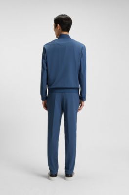 Slim-fit blouson jacket with knitted trims, Blue