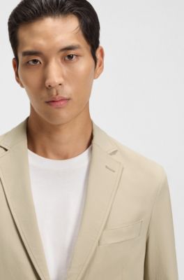 Slim-fit blazer in washable stretch fabric, Light Beige