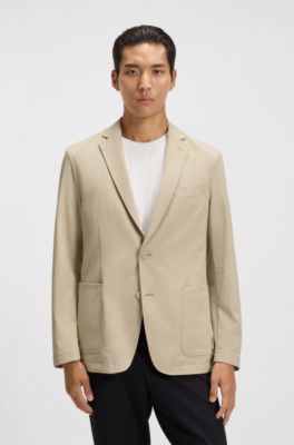 Slim-fit blazer in washable stretch fabric, Light Beige