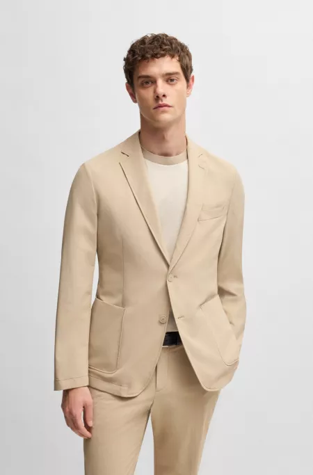 Slim-fit suit jacket in travel-friendly stretch softshell