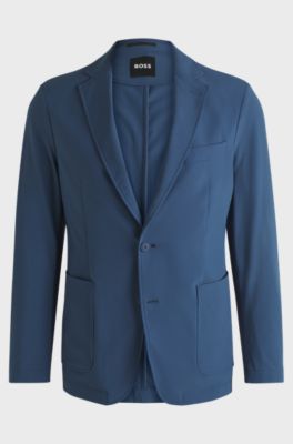 Slim-fit blazer in washable stretch fabric, Blue