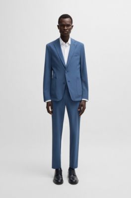 Slim-fit blazer in washable stretch fabric, Blue
