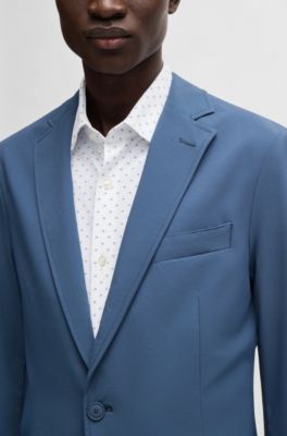 Slim-fit blazer in washable stretch fabric, Blue