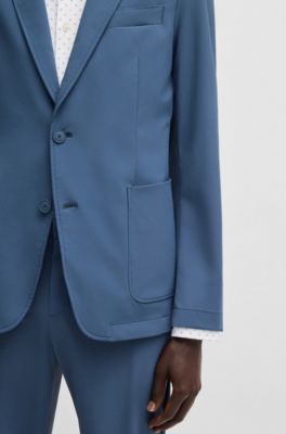 Slim-fit blazer in washable stretch fabric, Blue