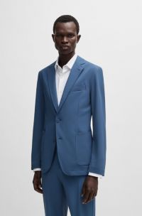 Slim-fit suit jacket in travel-friendly stretch softshell, Blue