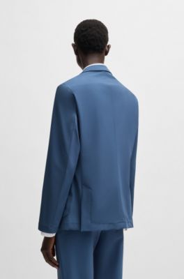 Slim-fit blazer in washable stretch fabric, Blue