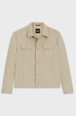 Relaxed-fit overshirt in washable stretch fabric, Light Beige
