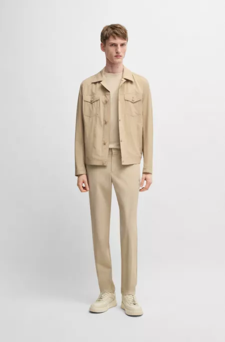 Relaxed-fit overshirt in washable stretch fabric