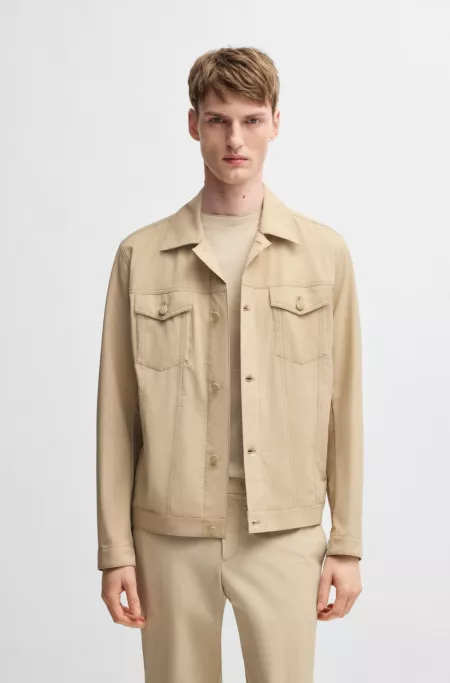 Relaxed-fit overshirt in washable stretch fabric