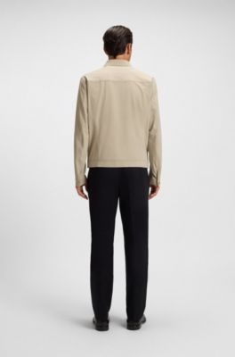 Relaxed-fit overshirt in washable stretch fabric, Light Beige