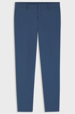 Slim-fit trousers in travel-friendly stretch softshell fabric, Blue