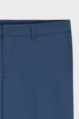 Slim-fit trousers in travel-friendly stretch softshell fabric, Blue