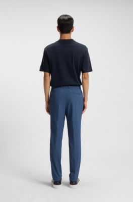 Slim-fit trousers in travel-friendly stretch softshell fabric, Blue