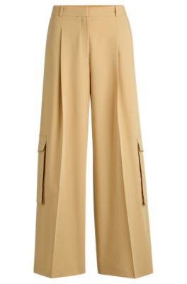 Relaxed-fit cargo trousers in stretch fabric, Beige