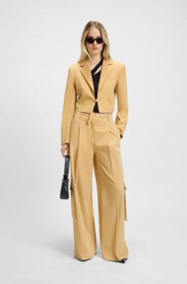 Cargobyxor i relaxed fit av stretchigt tyg, Beige