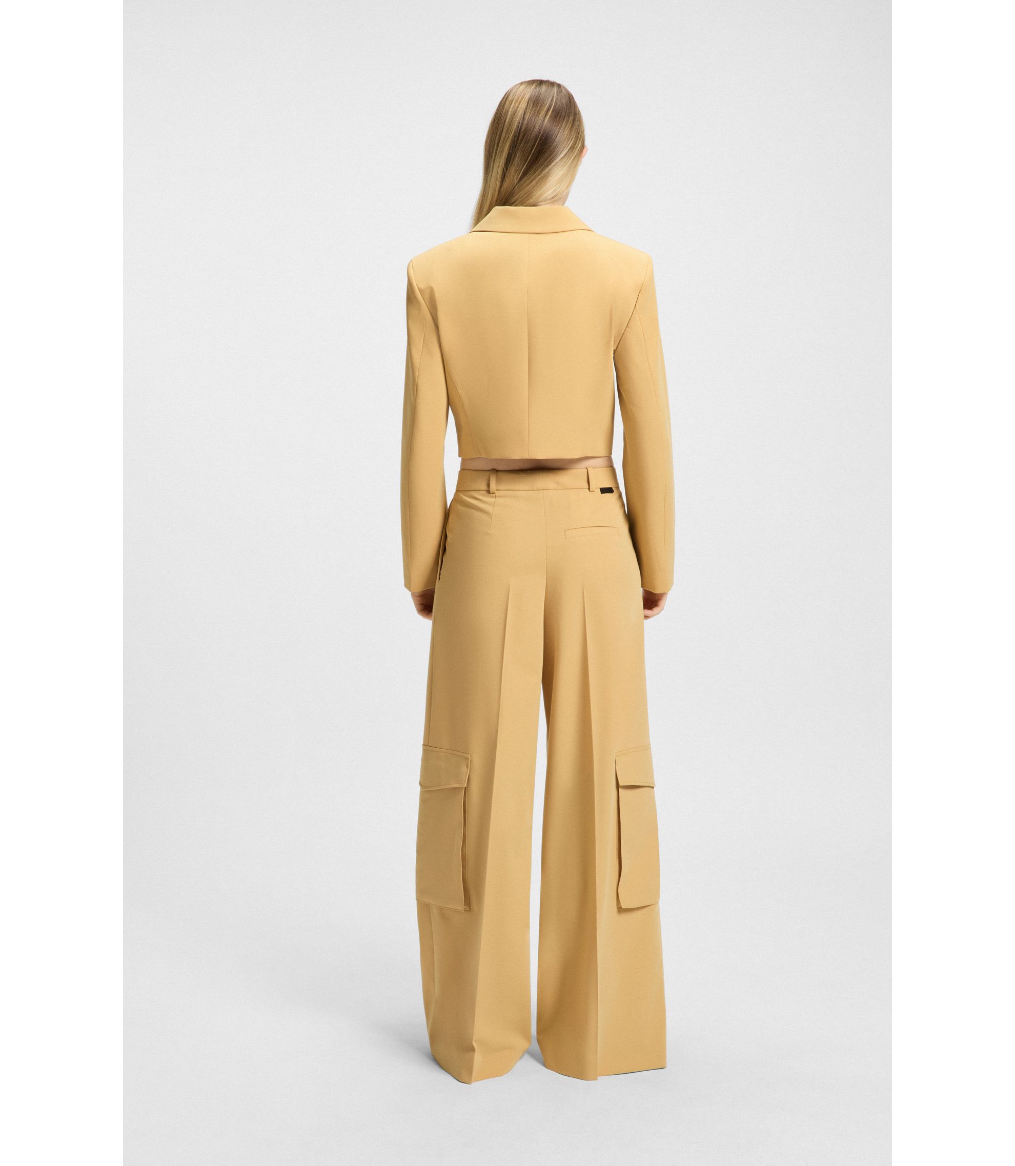 HUGO - Relaxed-fit cargo trousers in stretch fabric - Beige