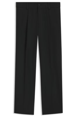 Modern-fit trousers in stretch twill with front crease, Black